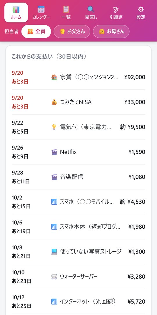 これからの支払い