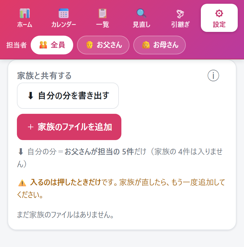 家族と共有する